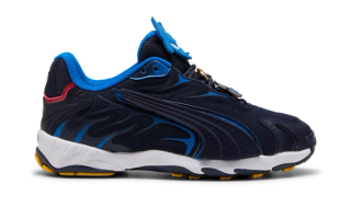 Little Kids' pair of the Sonic the Hedgehog x PUMA Inhale inspired by Sonic.