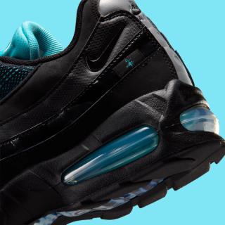 Nike Air Max 95 "Scorpion" big bubble pair in a black-and-gamma-blue color scheme.