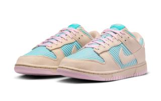 The Nike Dunk Low Appears in Pink and Aqua Weave