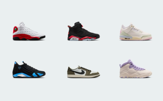 Six Air Jordan retros from the Nike.com's April 6, 2026 restock, including the Air Jordan 6 "Infrared Salesman," Air Jordan 13 "White/Red," and Air Jordan 14 "Black/UNC" pairs.
