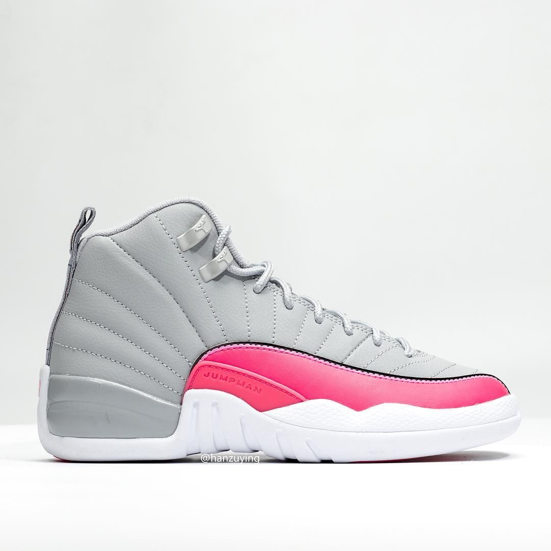 Nike Air Jordan 12 Retro (GS) Wolf Grey/Racer Pink-510815-060- Unisex Kids SZ popular 7Y