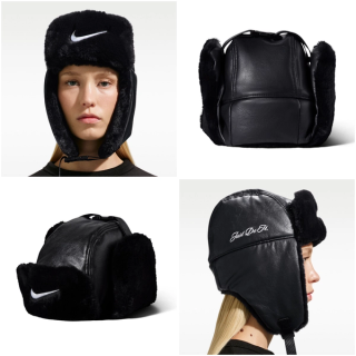Nike Fly Leather Trapper Cap "Black" (SKU: IQ4183-010). Photos via Nike.