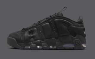 Nike's Air More Uptempo Low in a "Black" color scheme.
