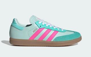 Lionel Messi's adidas Samba Miami-inspired "Aqua" collaboration.