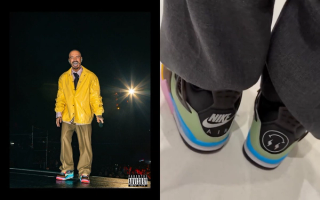 J Balvin wearing his "Lemonade" Air Jordan 4 collaboration.