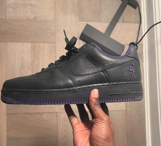First-look at Lil Yachty's Nike Air Force 1 Low collab in a black-and-purple color scheme.