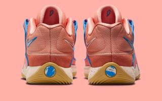 Heel angle of Kevin Durant's Nike KD 18 in an "Atomic Pink" color scheme.