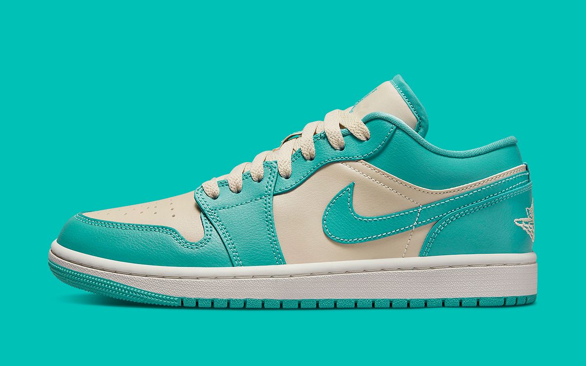 New Air Jordan 1 Low Appears in Beige and Teal Green Scheme