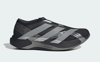 Men's adidas Adizero Evo SL Laceless "Black/Grey" (SKU: KI2648).