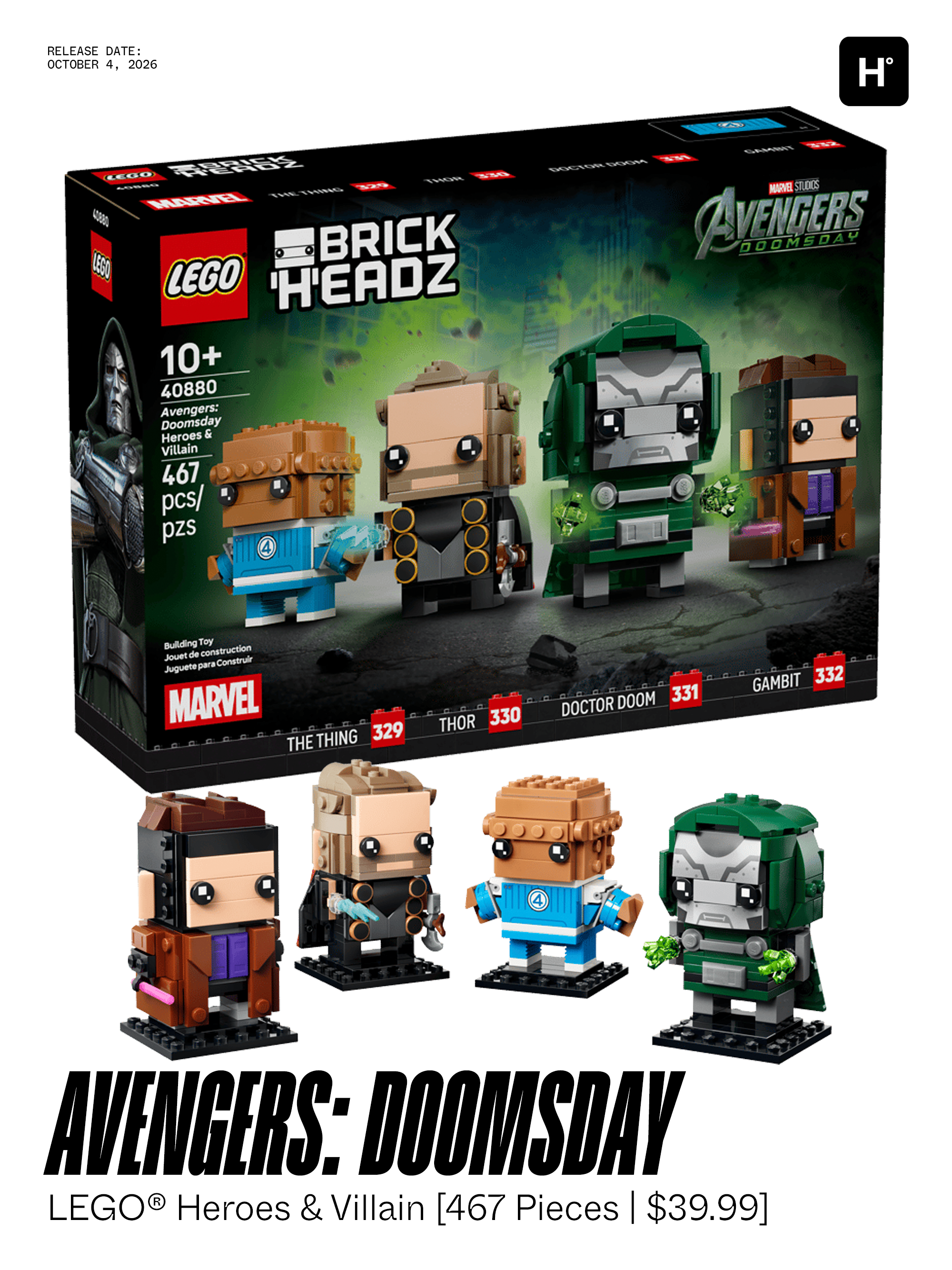 LEGO Marvel Advent Calendar 2026 — 317 pieces — $44.99