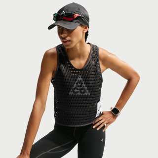 Women's Nike ACG Radical AirFlow Short-Sleeve Running Tank Top in "Black" (Anthracite/Anthracite)
