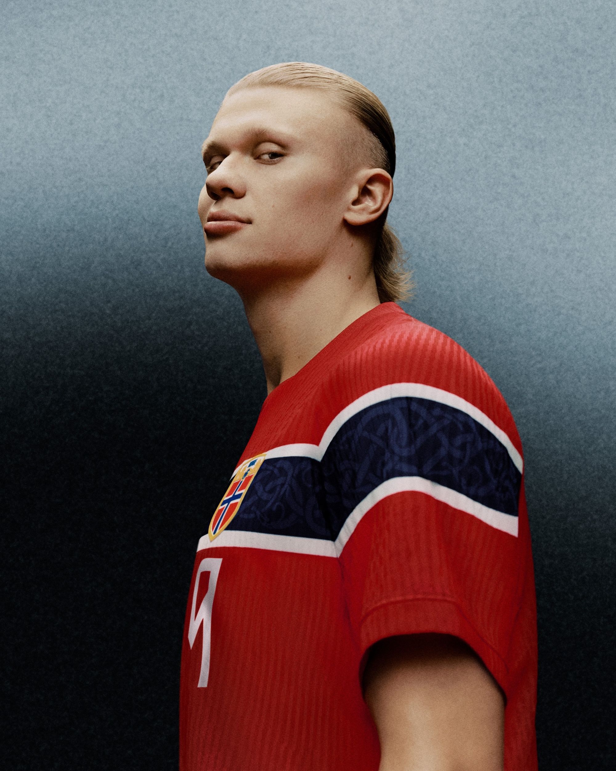 Erling Haaland wearing Norways Home jersey by Nike for the 2026 FIFA World Cup™.
