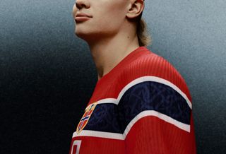 Erling Haaland wearing Norways Home jersey by Nike for the 2026 FIFA World Cup™.