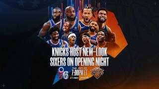 Philadelphia 76ers vs. New York Knicks banner. Photo via NBA.