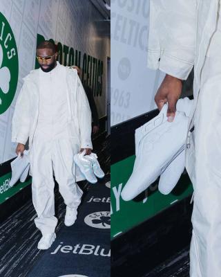 Jaylen Brown previewing a 3D-printed 741 Basketball Shoe made in partnership with Zellerfeld.