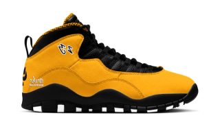 Speculative mock-up of the Air Jordan 10 "Taxi" in a "Varsity Maize/Multi-Color" color scheme. Image via @zSneakerHeadz on Instagram.
