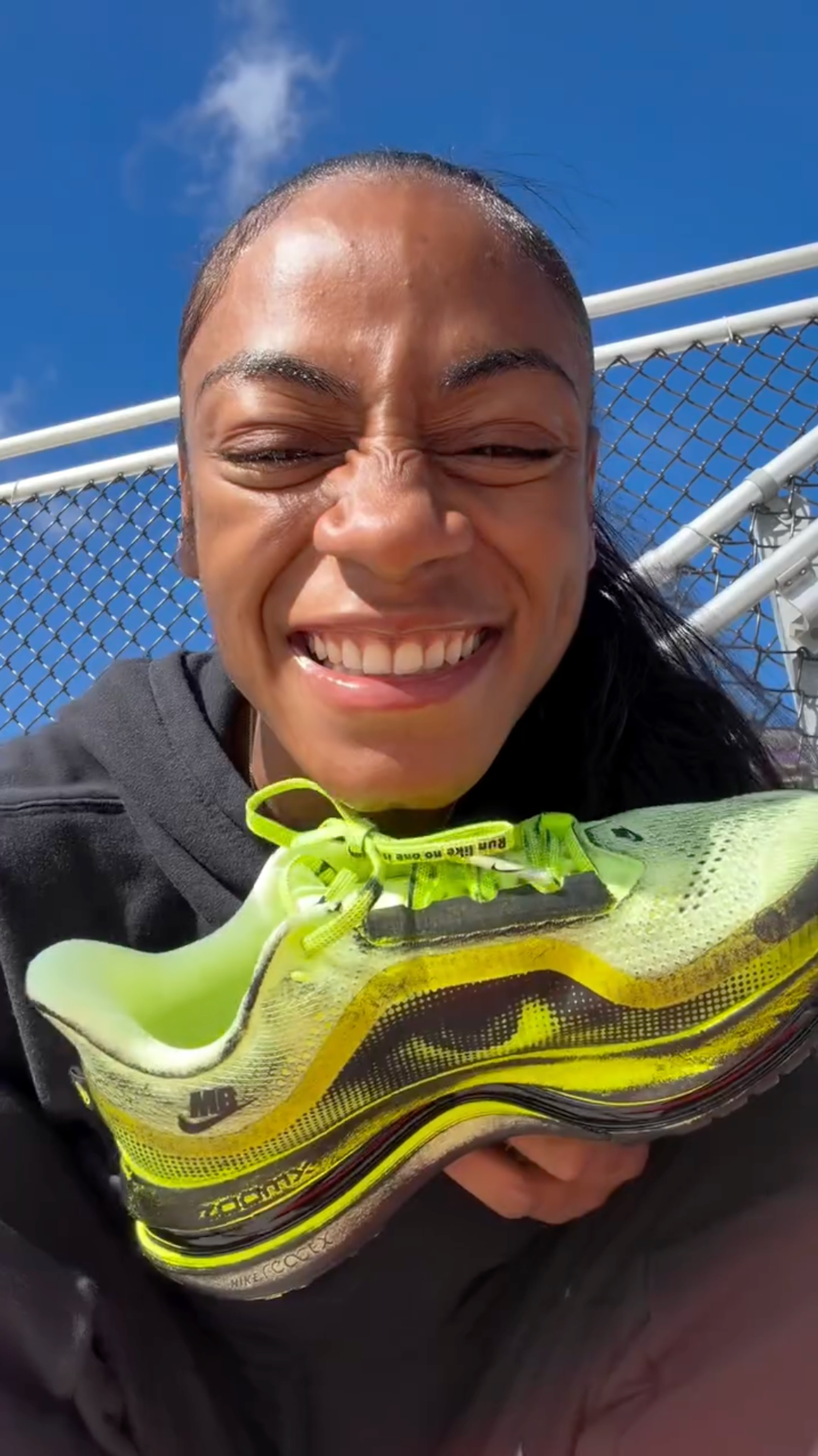 Sha'Carri Richardson previewing Melitta Baumeister's Nike Peg. Premium