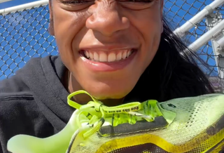 Sha'Carri Richardson previewing Melitta Baumeister's Nike Peg. Premium