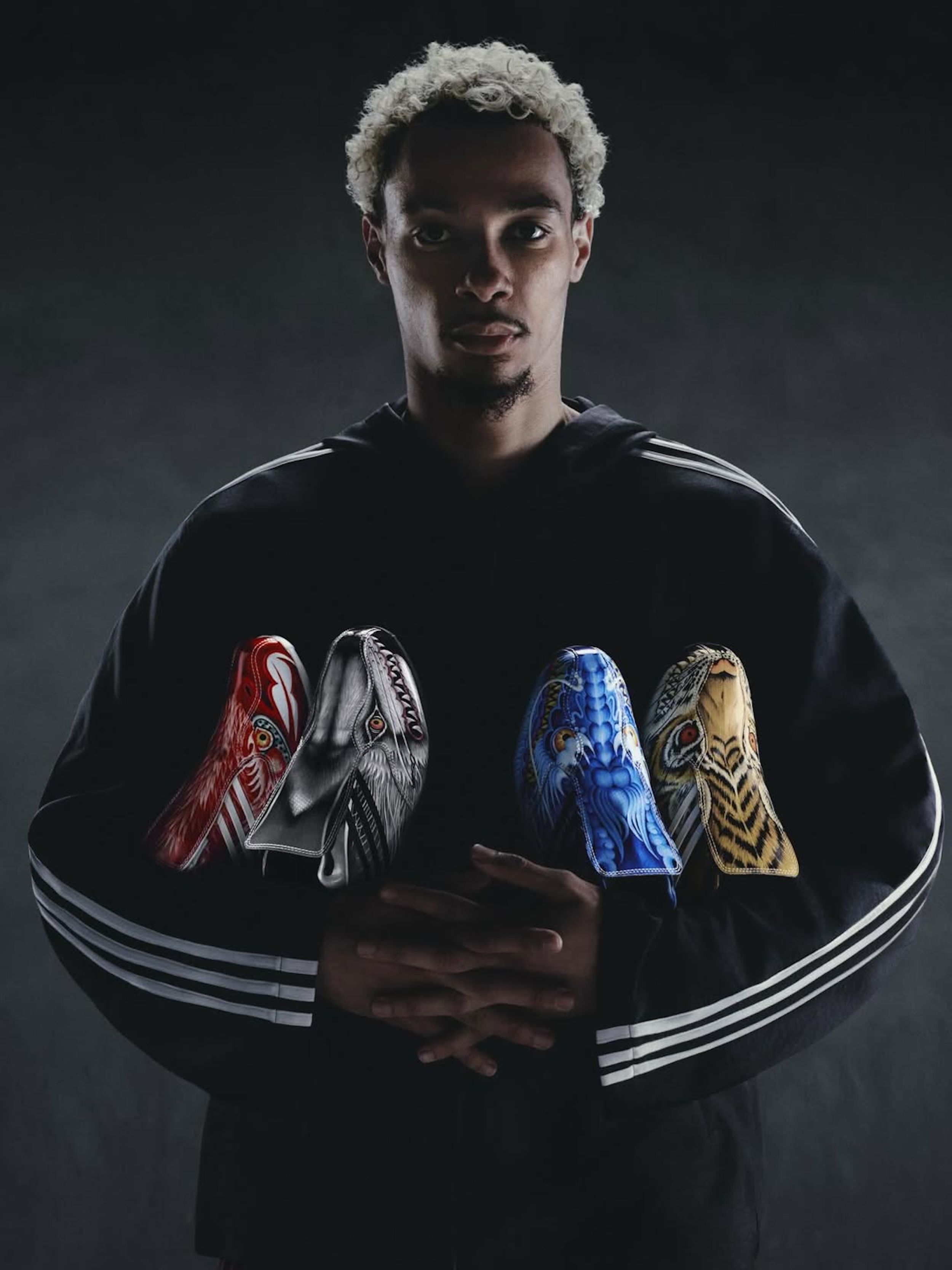 Hugo Ekitike in promo material for adidas Y-3s +F50 Tunit Beast Pack 20th Anniversary retro collection.
