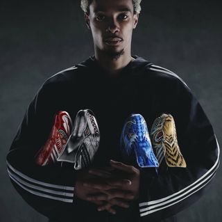 Hugo Ekitike in promo material for adidas Y-3s +F50 Tunit Beast Pack 20th Anniversary retro collection.