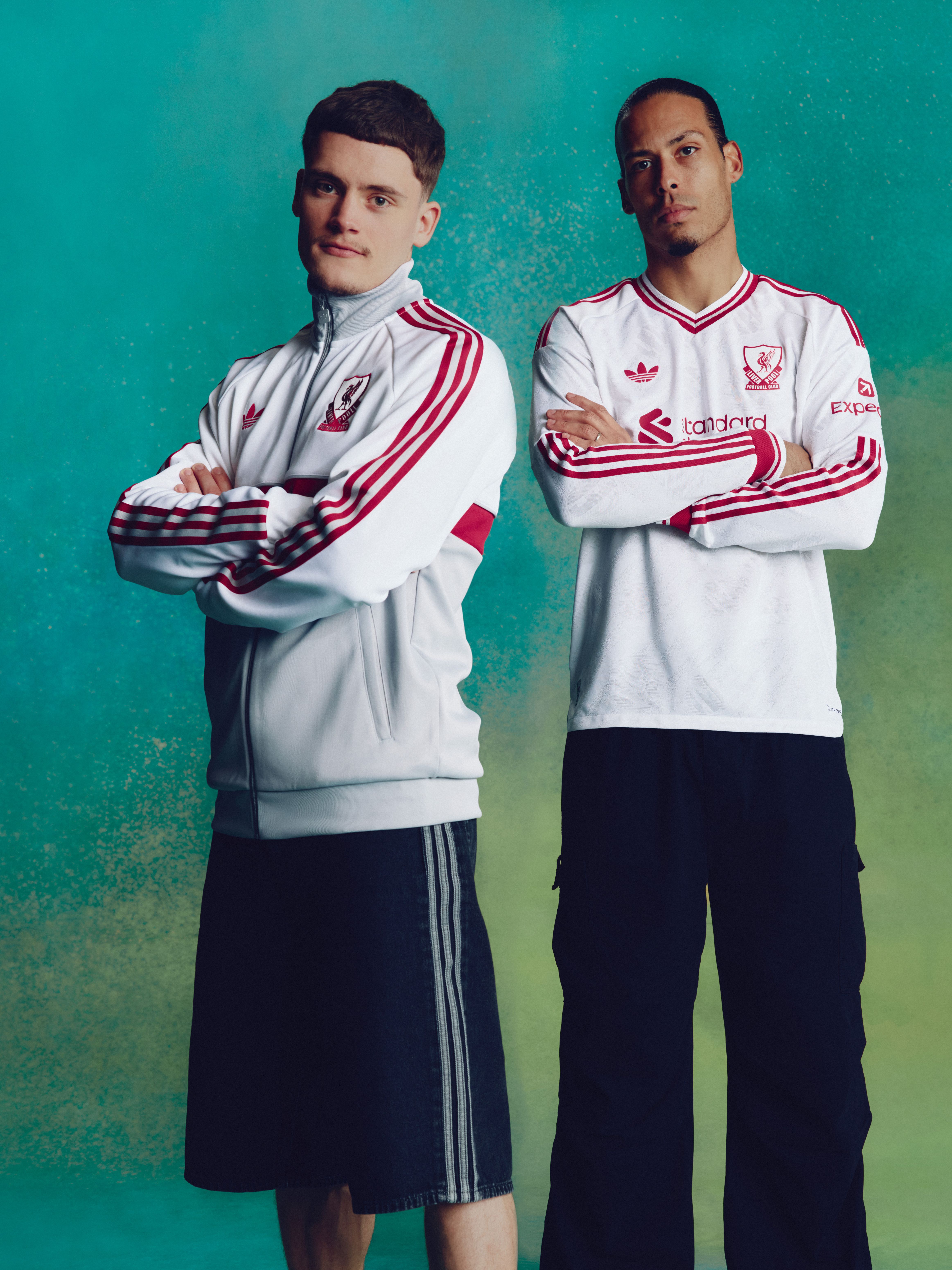 Florian Wirtz & Virgil van Dijk for Liverpool 26/27 Away kit by adidas. Photo via adidas.