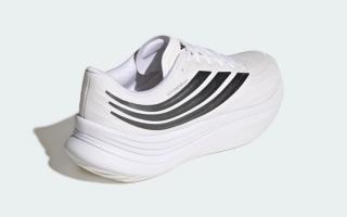 Men's adidas Supernova Rise 4 "White/Black" running shoe, featuring the brand's new curved 3-Stripes logo.
