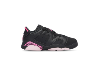 Little Kids' Air Jordan 6 Low "Black/Pink Leopard" retro.