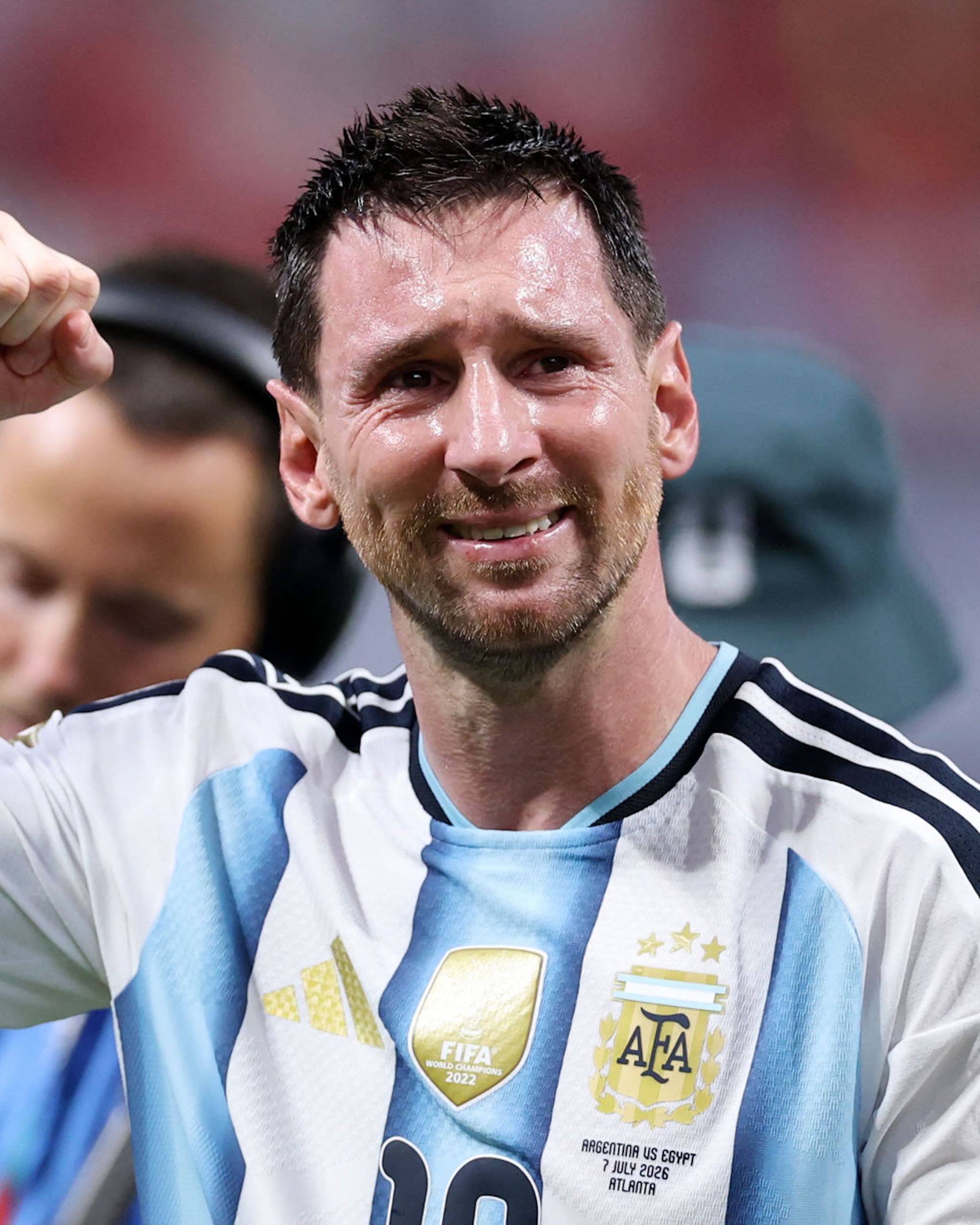 Lionel Messi after the Argentina vs. Egypt 2026 World Cup™ Round of 16 match (July 7, 2026).