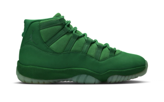 Green-colored Air Jordan 11 "Green Screen" retro celebrating the 30th anniversary of Space Jam. Photo via Foot Locker.