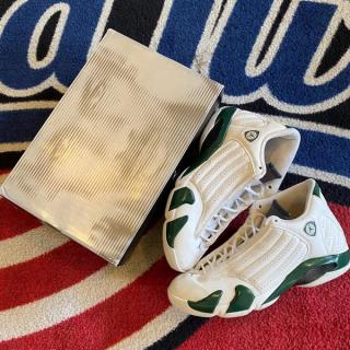Michael Jordan face shoe box with the Air Jordan 14 "Forest Green" from 2005.