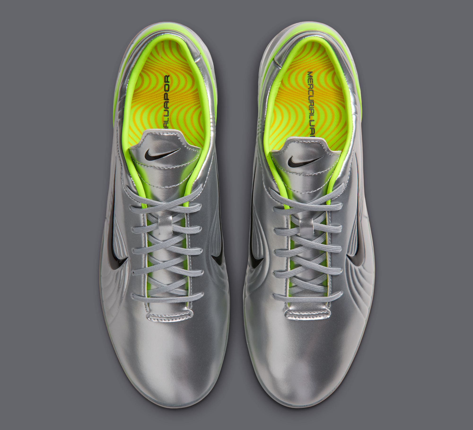 Nike Cryoshot "Mercurial Vapor 1" (Chrome/Lime; SKU: IQ8161-001). Photo via Nike.
