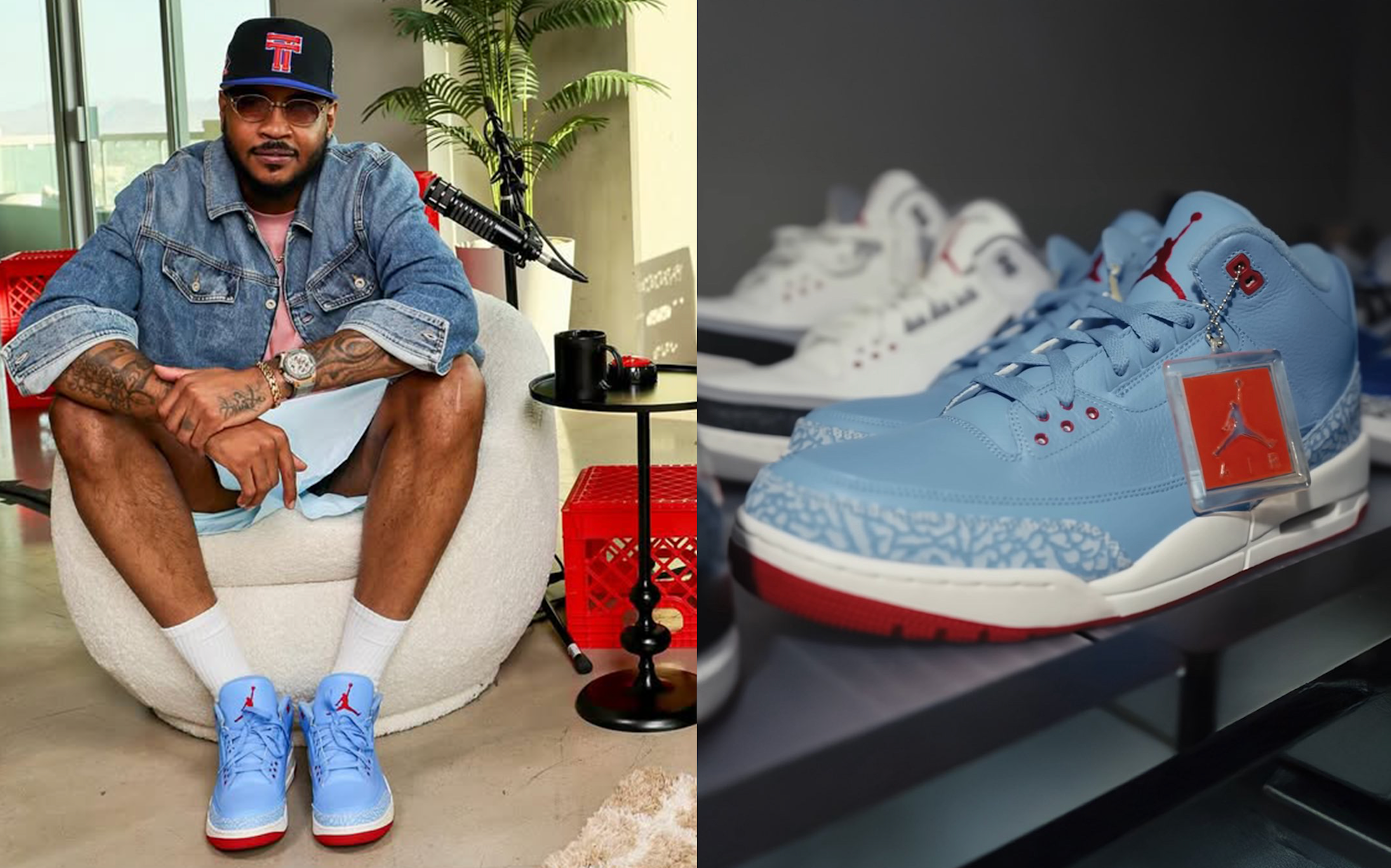 Carmelo Anthony Wears Exclusive Air Jordan 3 Inspired by Chicago's Flag