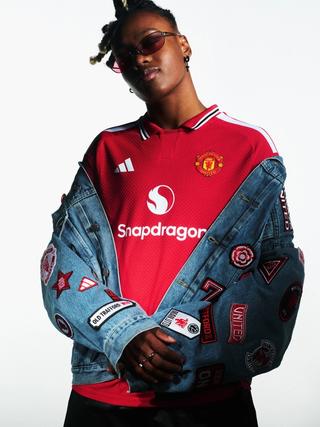Melvine Malard for Manchester United 26/27 Home kit by adidas. Photo via adidas.