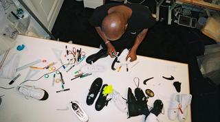 Virgil Abloh working on Nike "The Ten" Circa 2017. Photo via Nike.