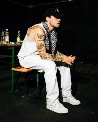 Lauri Haav wearing Beyond Store x Nike SB Dunk High "Lines That Never End" collaboration. Photo via Beyond Store.