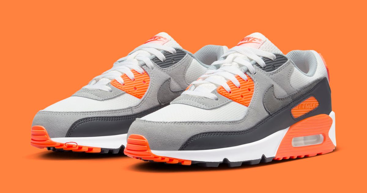 Nike Men\'s Air Max 90 325018-605 Red Mahogany Neutral Grey & Safety Orange Sz 11 Nike Air Max 90 Shoe Summit White/Orange/Grey | Hibbett main image 4