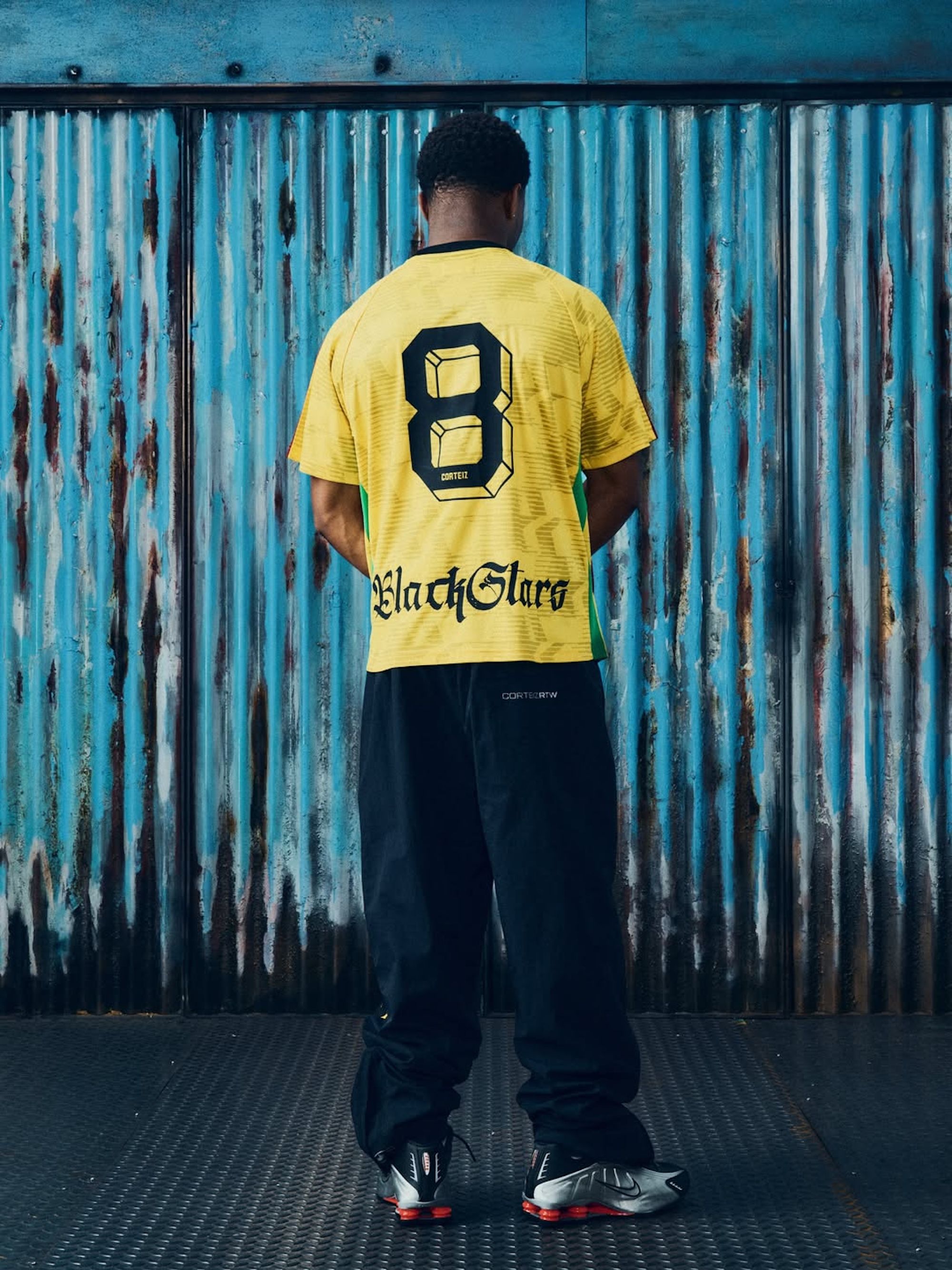 Ghana-inspired tracksuit & jersey combinations by Corteiz. Photo via Corteiz.