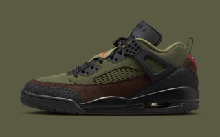 Jordan Spizike Low in a "Medium Olive" color scheme reminiscent of the "Beef & Broccoli" Timberland® 6-Inch Field Boot.
