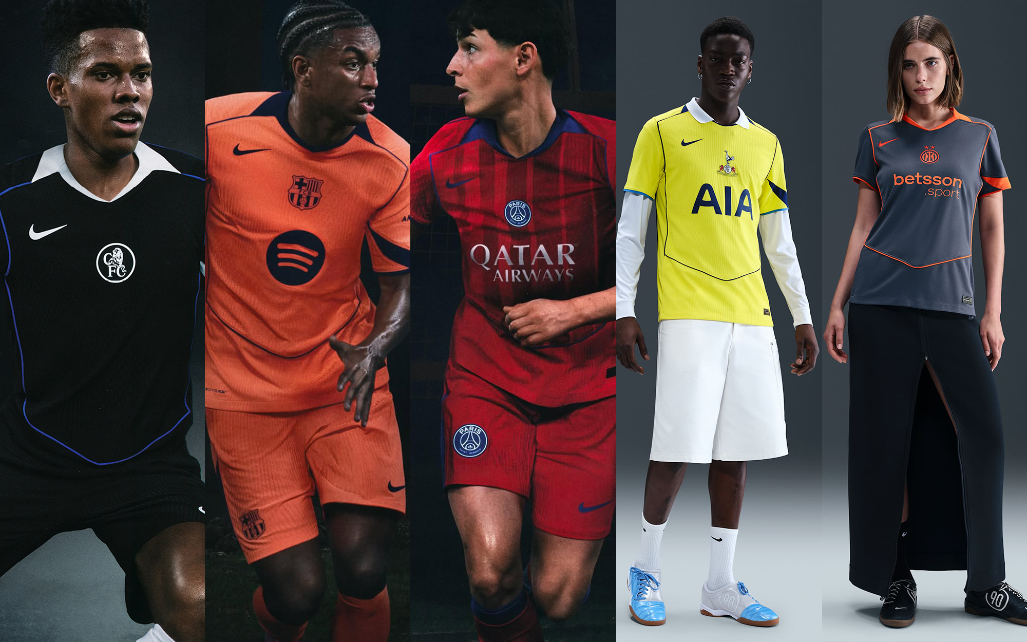 Nike Presents Total 90 Third Jerseys for PSG, Barça, Chelsea