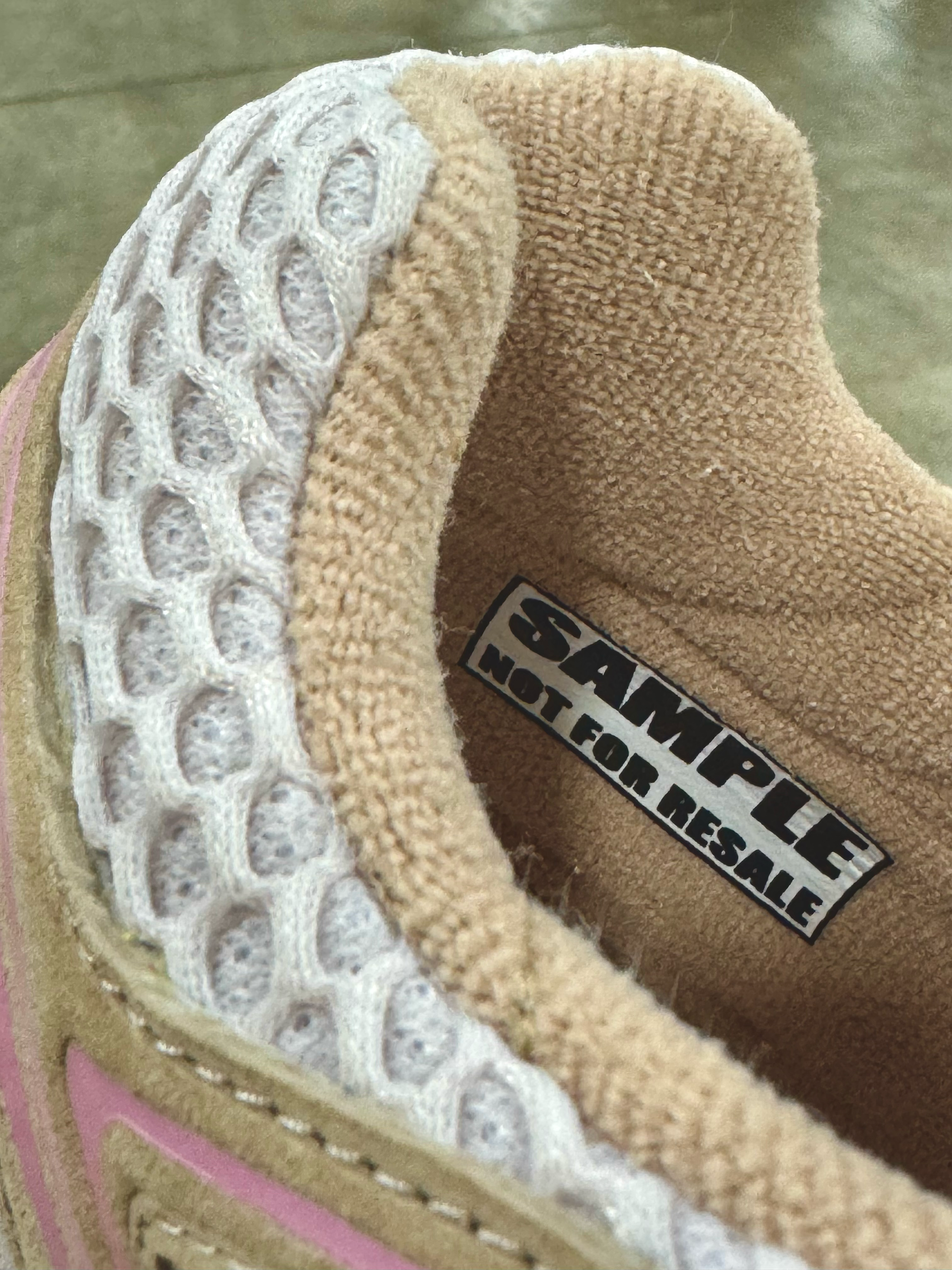 UNheardof's adidas Originals AdiStar Control 5 tan-and-pink "Porkchop" sample. Photo via Philip Lipschutz.