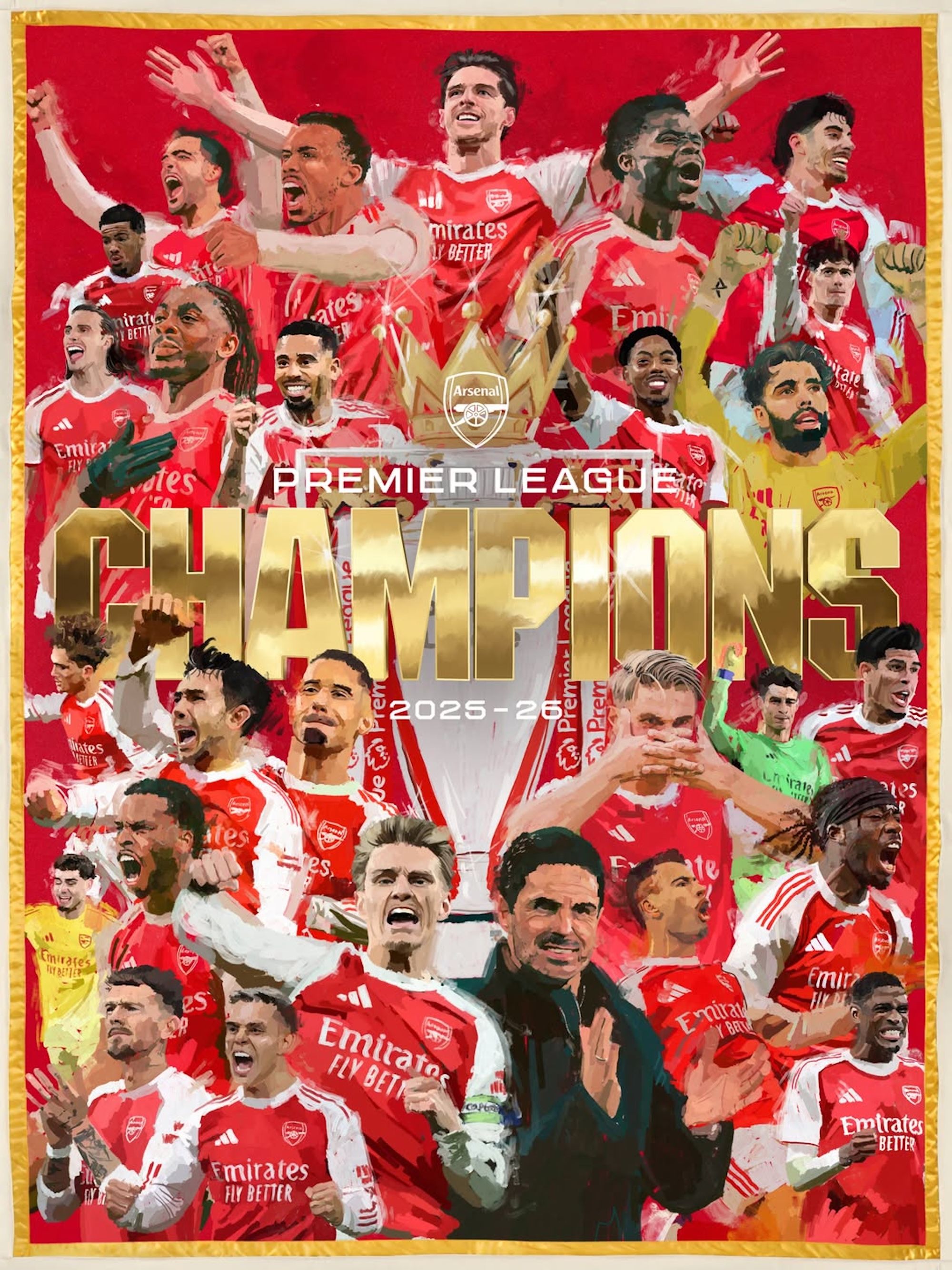 Celebratory poster for Arsenal as champions of the 2025-26 Premier League.