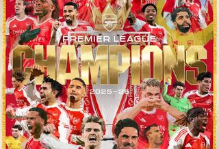 Celebratory poster for Arsenal as champions of the 2025-26 Premier League.