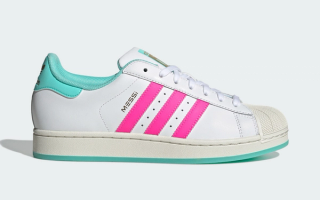 Lionel Messi's adidas Superstar Miami-inspired "Aqua" collaboration.