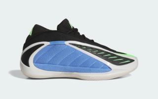 Adidas Anthony Edwards 2 "Blue Fusion/Lime Burst" basketball sneaker.