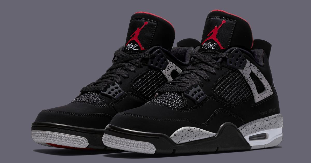 jordan 4 black cement on feet