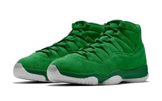 Speculative mock-up of the green-colored Air Jordan 11 "Monstars" retro celebrating the 30th anniversary of Space Jam.