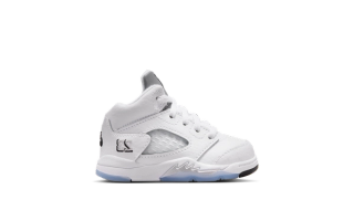 Toddler Air Jordan 5 "White Metallic" retro.