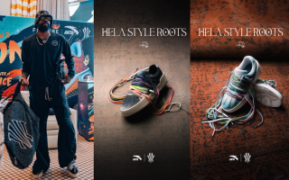 Kyrie Irving wearing the ANTA Hélà Style Roots. The sneaker appears in "Ombre Black" and Ombre Blue" colors.