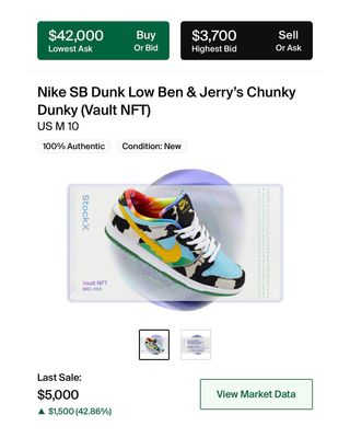 StockX Nike SB Dunk Chunky Dunky NFT