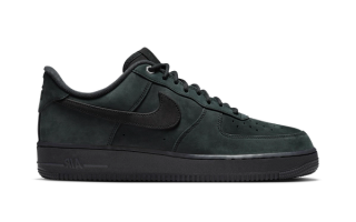 Nike's Air Force 1 Low covered in a "Black Nubuck" material.